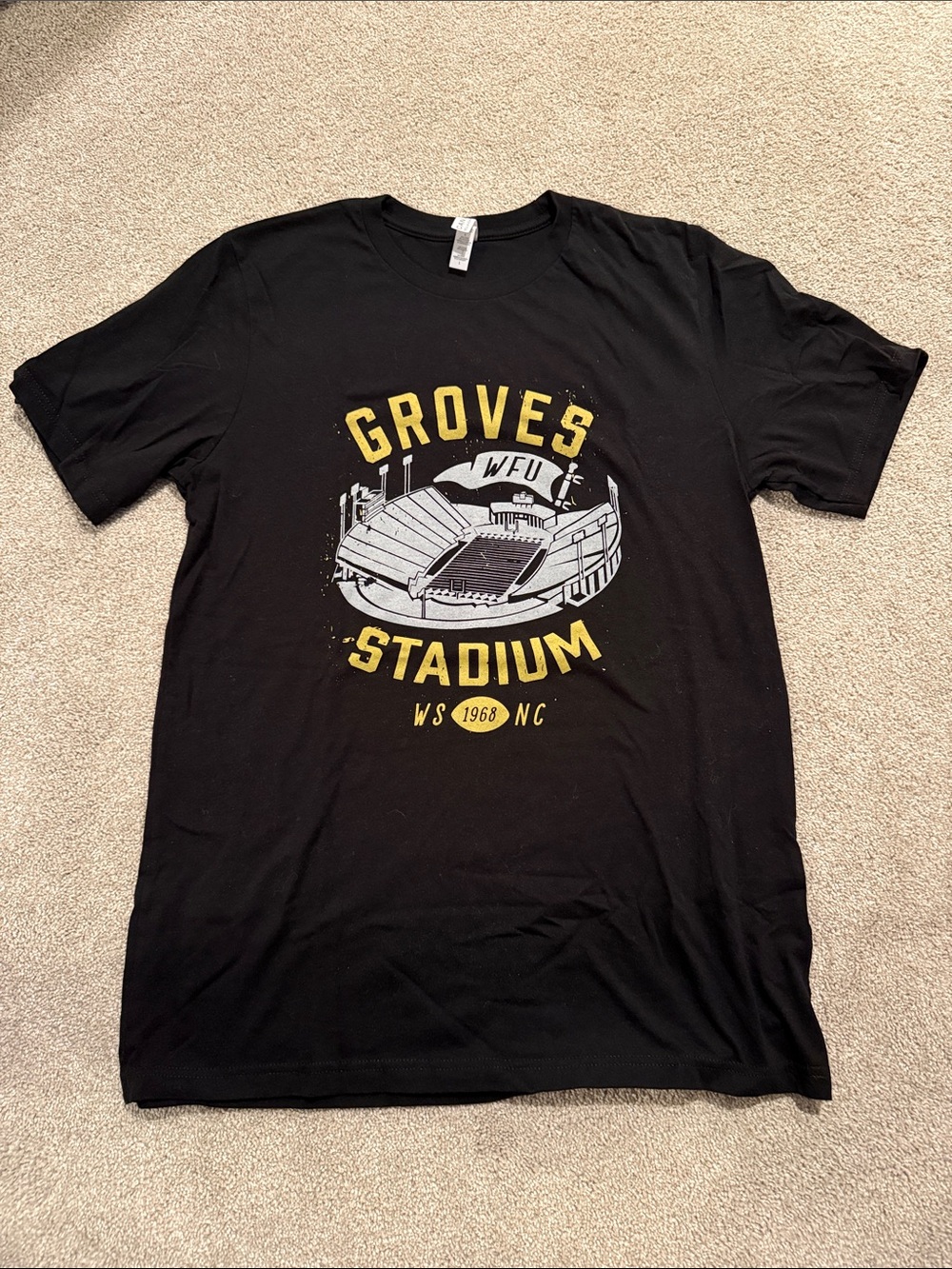 Wake Forest University Groves Stadium Graphic Tee - Black with Yellow